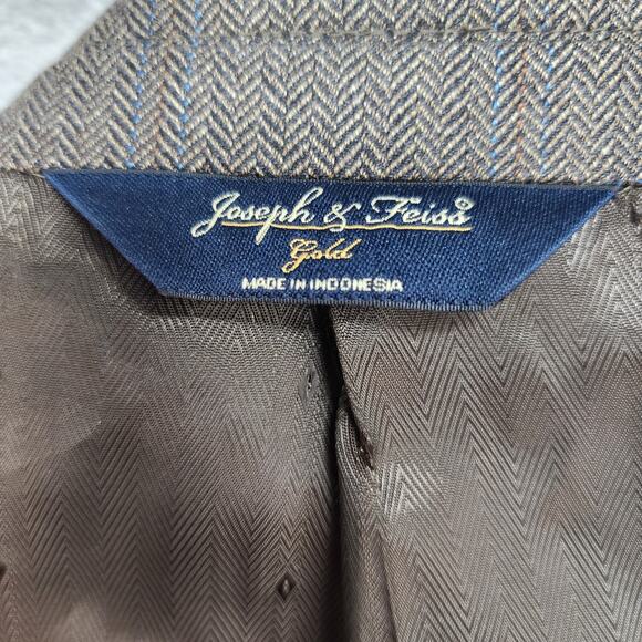 Joseph & Feiss Sport Coat Mens 42R Brown Herringbone Wool 2 Button Blazer Jacket - Picture 8 of 14
